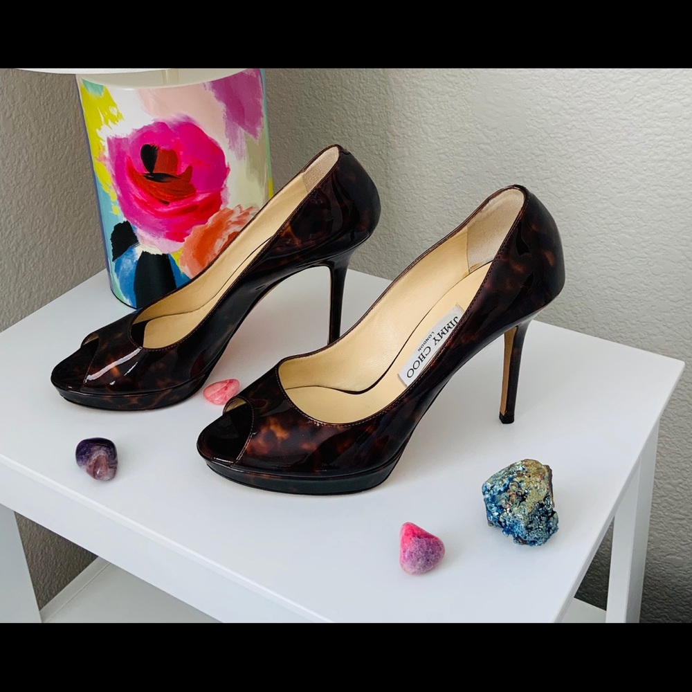 Jimmy Choo Patent Leather Tortoise Shell P…